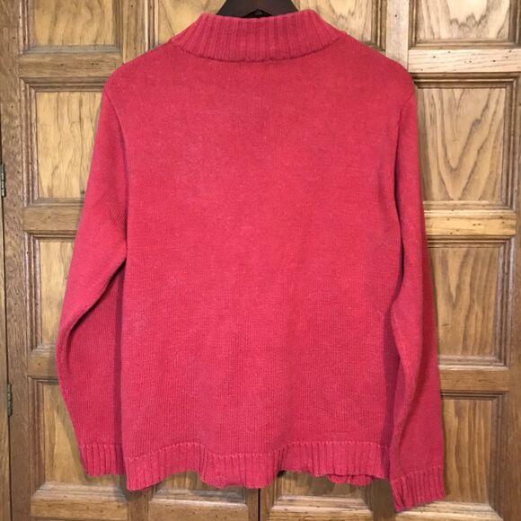 Classic Elements Christmas Snowman Sweater Women's XL Red Ramie Cotton Full Zip - Picture 10 of 12